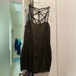 Black and gold mini bodycon dress